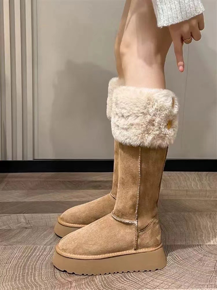 카키색 두꺼운 밑창