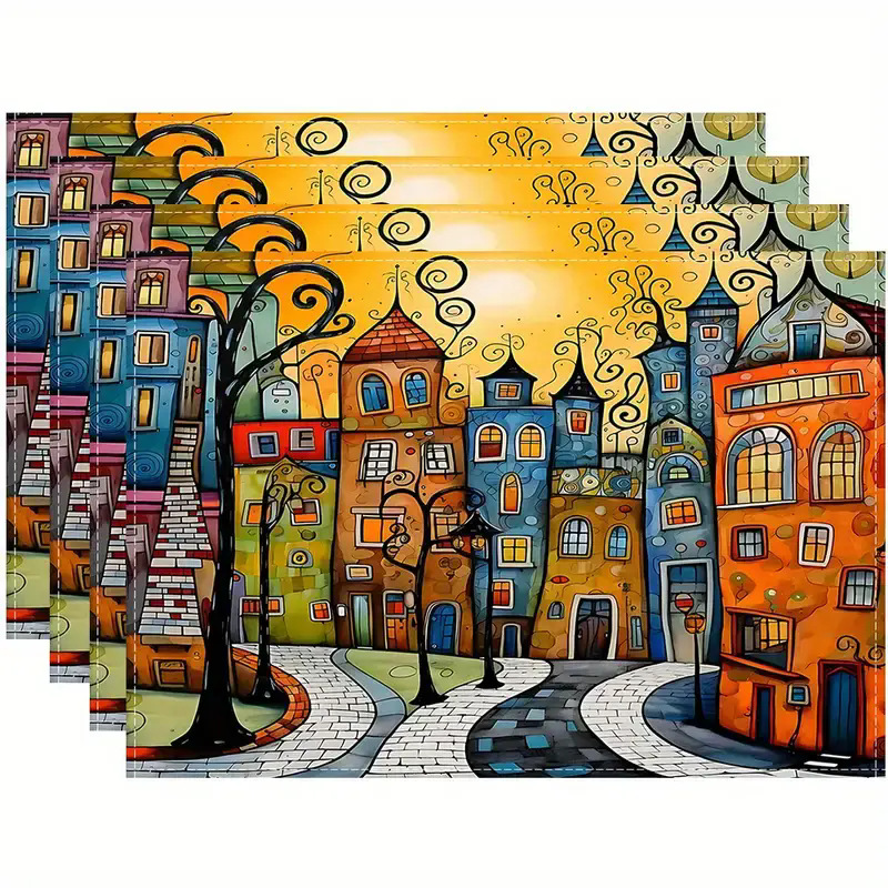 Transfronterizos lino almohadilla de mesa Aliexpress TEMU Amazon almohadilla de mesa cuadrada búfalo rojo almohadilla de Navidad Día de la Independencia