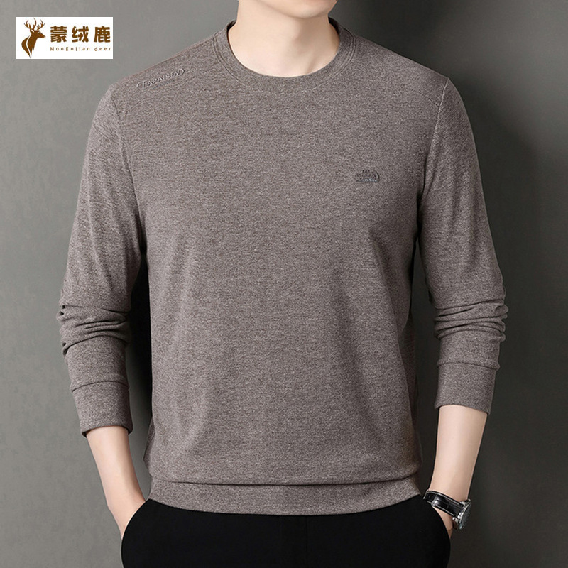 春秋季中年套头长袖t恤男士圆领潮卫衣休闲宽松打底衫爸爸装上衣