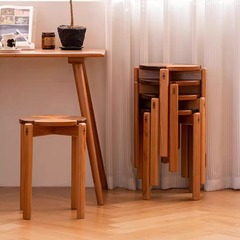 四つ葉のクローバー小さなスツール家庭用小さなスツールチェリーウッド無垢材リビングルームロースツール積み重ね可能なラウンドベンチ