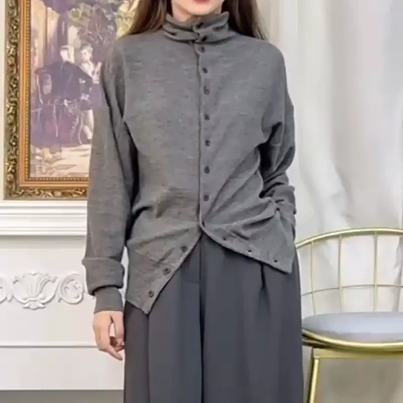 现货insi[佳雪佳敏直播专享美丽诺立领针织衫开衫女2025百搭