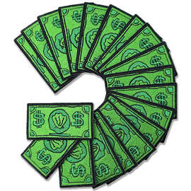 跨境新款卡通钱币补丁贴美元徽章布贴DIY鞋帽包服装辅料熨烫Patch