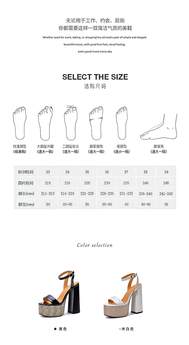 Sandal hở mũi một dây Yichuan da thật gót vuông cao 9 cm — đen chi tiết 3