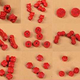 原矿朱砂批发 高含量水飞红砂双头莲花貔貅弯管鱼 吉祥如意南瓜珠