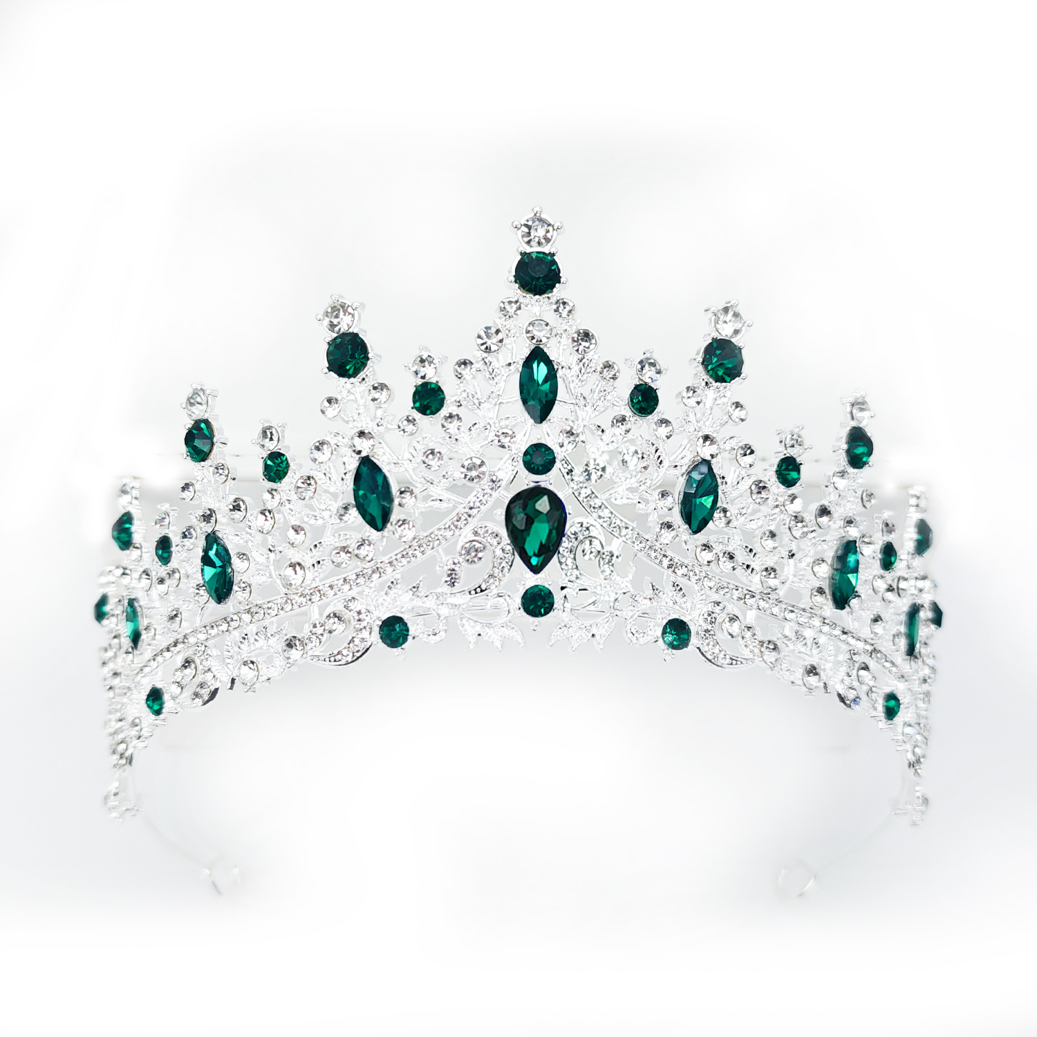 Estilo europeo transfronterizo nupcial corona de aleación accesorios para el cabello boda rhinestone diadema electrochapado cumpleaños corona cena boda tocado