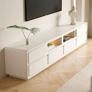 French High-Style Cream-Style White Floor-Standing Tv Cabinet, Simple Modern Coffee Table Combination, Living Room, Home, Small Apartment, Light Luxury