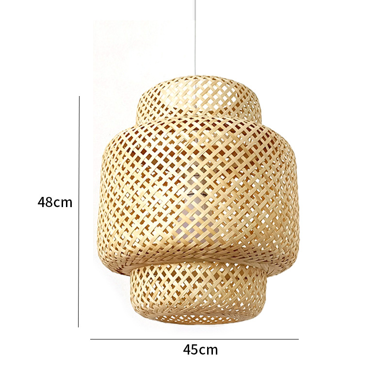 Candelabro de bambú nuevo estilo chino Zen estilo japonés lámpara de bambú B & B restaurante de olla caliente linterna de restaurante lámpara tejida de bambú y ratán al por mayor