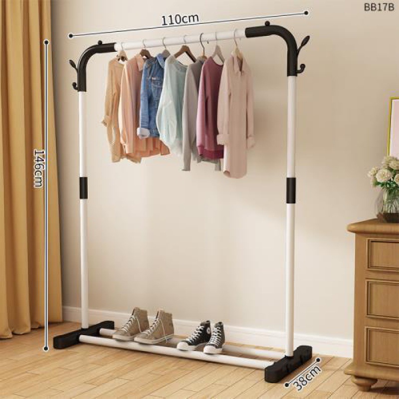 Percha de gorras percha de ropa interior del dormitorio percha de ropa de doble varilla percha de secado percha de ropa de piso percha de almacenamiento de ropa móvil conveniente