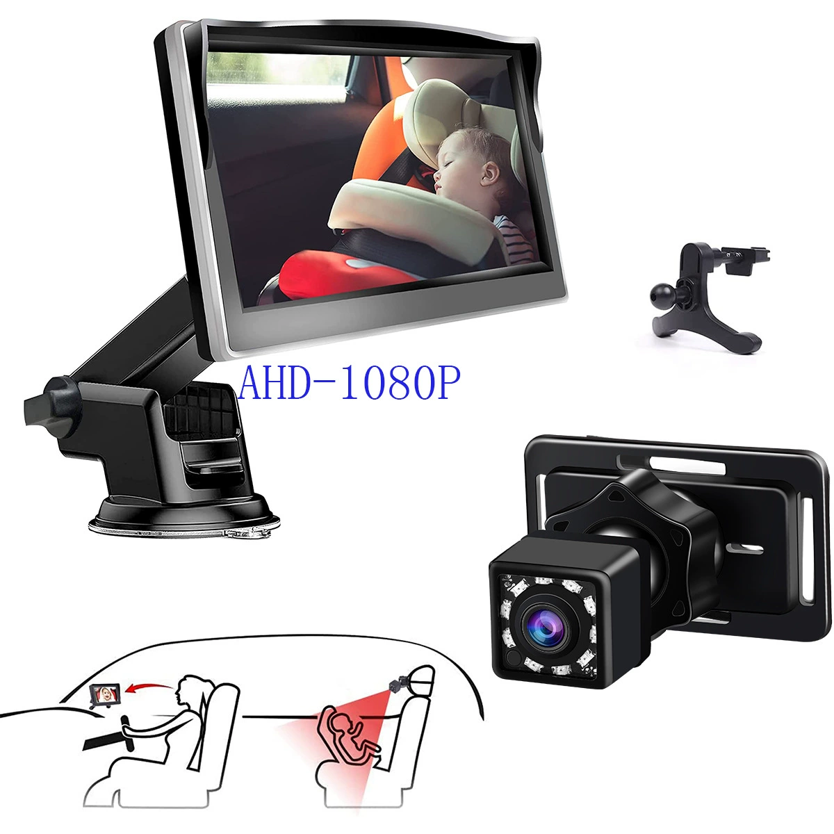 Трансграничный автомобильный Детский Монитор Amazon 5-дюймовый цифровой AHD 1080P ИК-Автомобильный радионяня