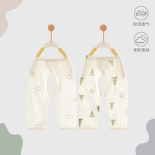 婴儿裤子纯棉a类夏薄款开裆裤新生儿家居裤男童女童宝宝睡裤批发