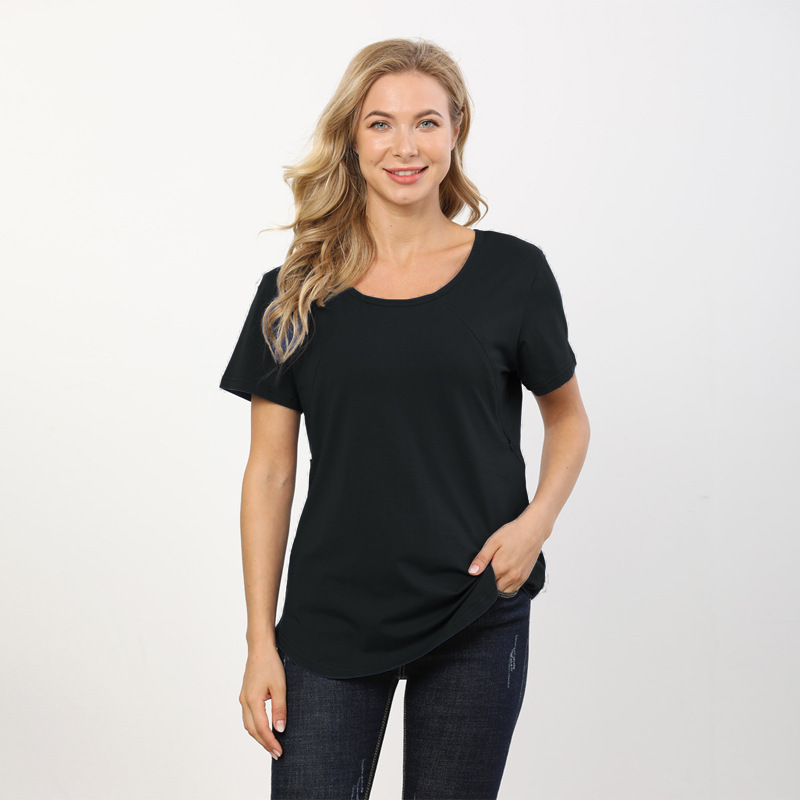 国境を越えた欧米の妊婦の上着の授乳服の外でゆったりした妊婦の半袖tシャツを着て、夏服の大きいサイズのS-5XLをあげます。|undefined
