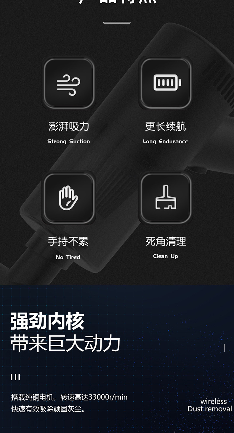 Car Supplies Vacuum Cleaner, Wireless Handheld, Strong Suction, Small Size, Portable for Car Use