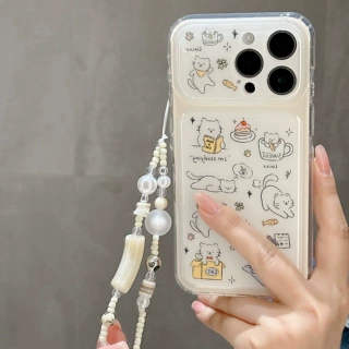 鼓包imd可爱线条猫咪适用iPhone18promax手机壳手链17防摔保护套