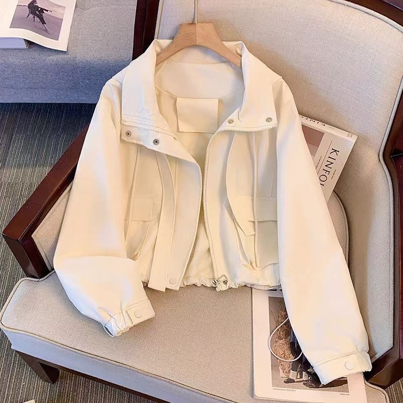 Qadın qısa yüngül jaket, boş kəsilişli casual gödəkçə