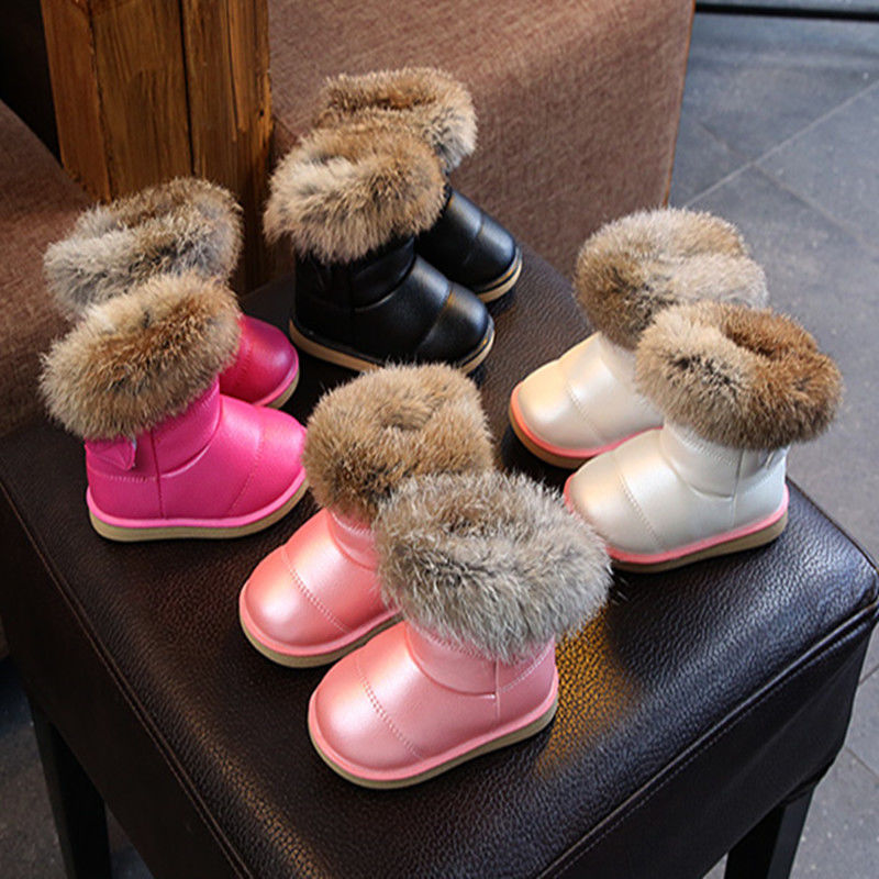 Children's snow boots are waterproof in winter, plush and thickened to keep warm. Baby's anti-skid boots are for girls,_voghion.com