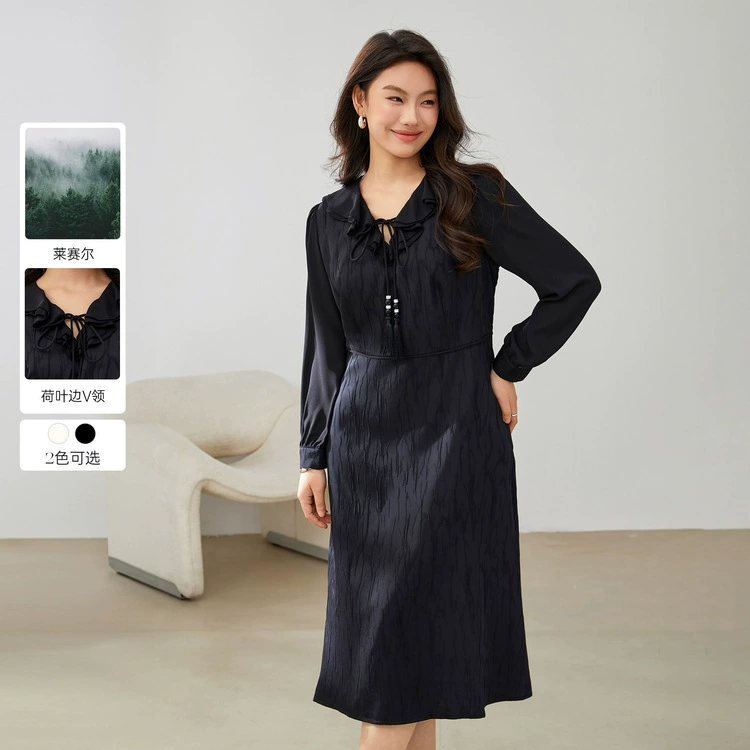 [Lycel с V-образным вырезом темпераментное платье] Funny Show большой размер женский толстый mm2025 весенний новый