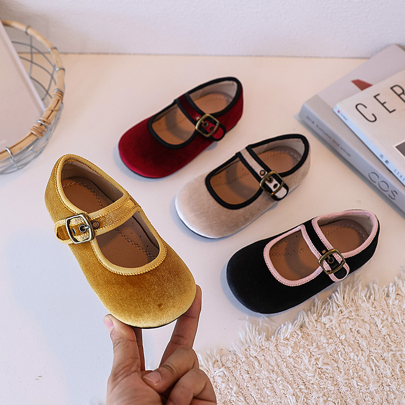 Cross-Border Foreign Trade Korean Style Princess Shoes for Boys and Girls, Velvet Fashionable Middle-Aged Girls' Shoes, Versatile Baby Cloth Shoes
