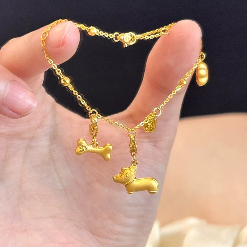 Suitable for small wrist gold sausage puppy bone bracelet all-match niche unique bracelet for girlfriend accessories