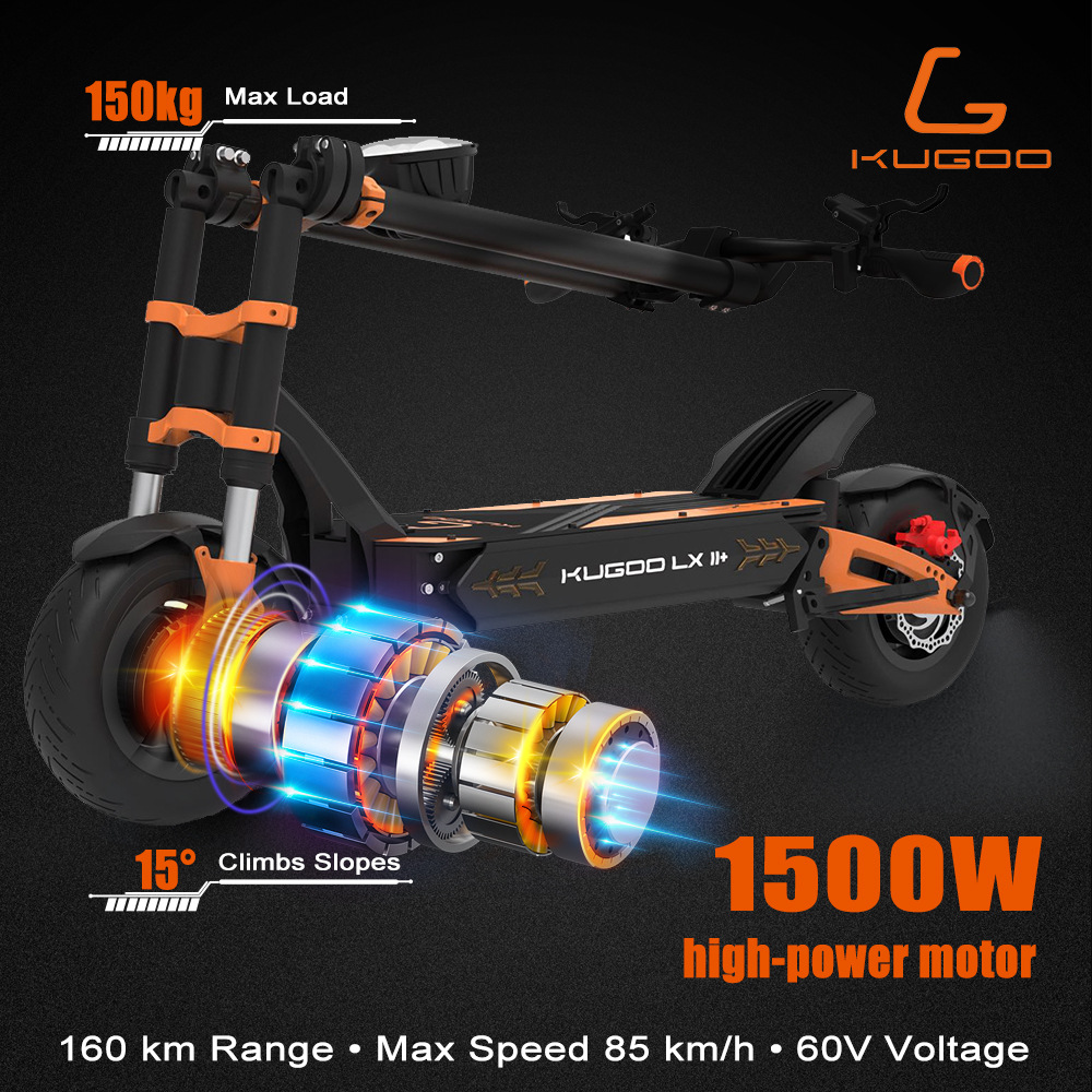 Kugoo Lx11 + 160Km Long Distance Portable Commuter Scooter 1500W Powerful Motor 85 0m