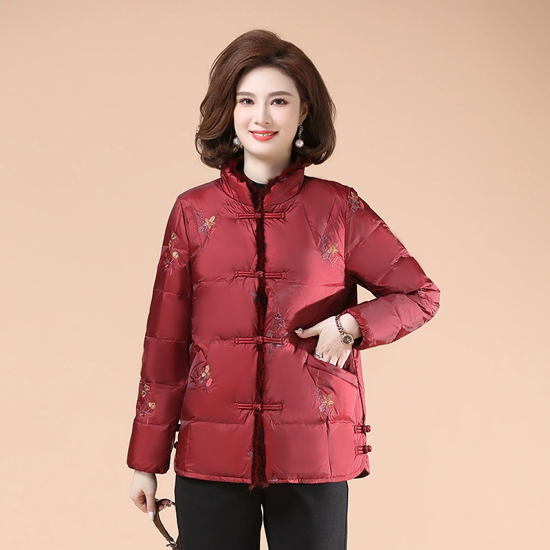 2022 Sirui популярный пуховик для мам 90 бархатный норковый Воротник с вышивкой темперамент среднего и пожилого возраста