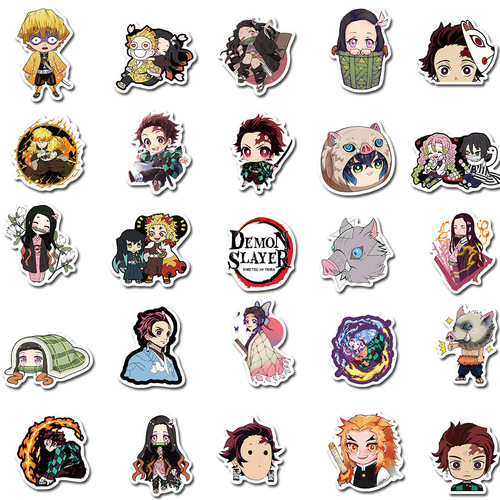 50 New Japanese Anime Demon Slayer Sticker Decals for Luggage Laptop Guitar Waterproof Sticker