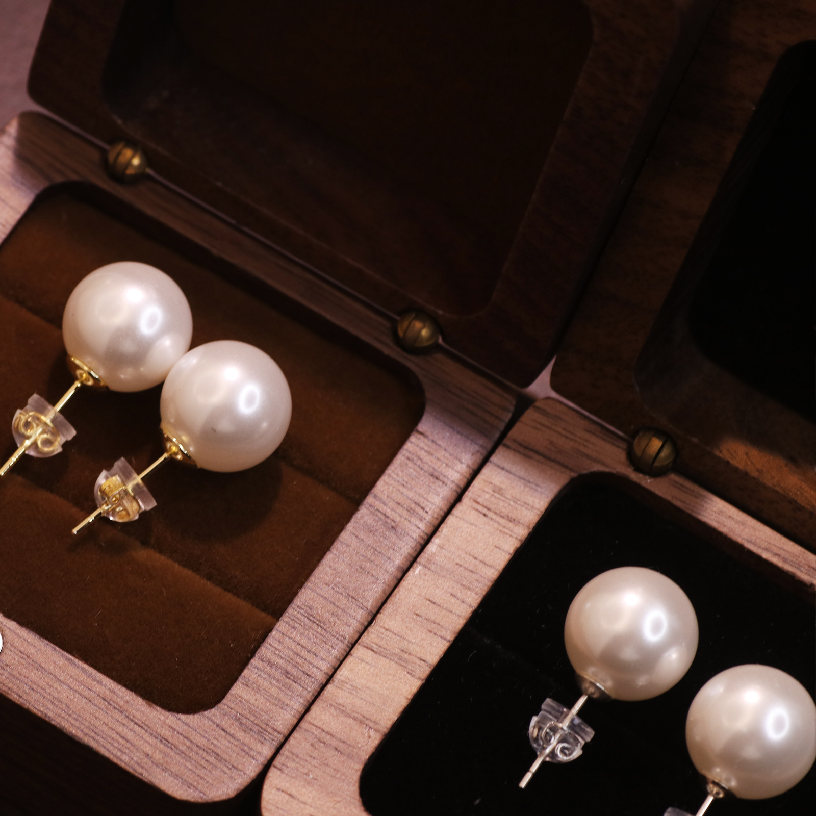 8g Weight Copper Ear Needle Material Pearl Inlay Material Ear Studs Classification 1 Pair Cute Solid Color Inlay Copper Pearl Ear Studs