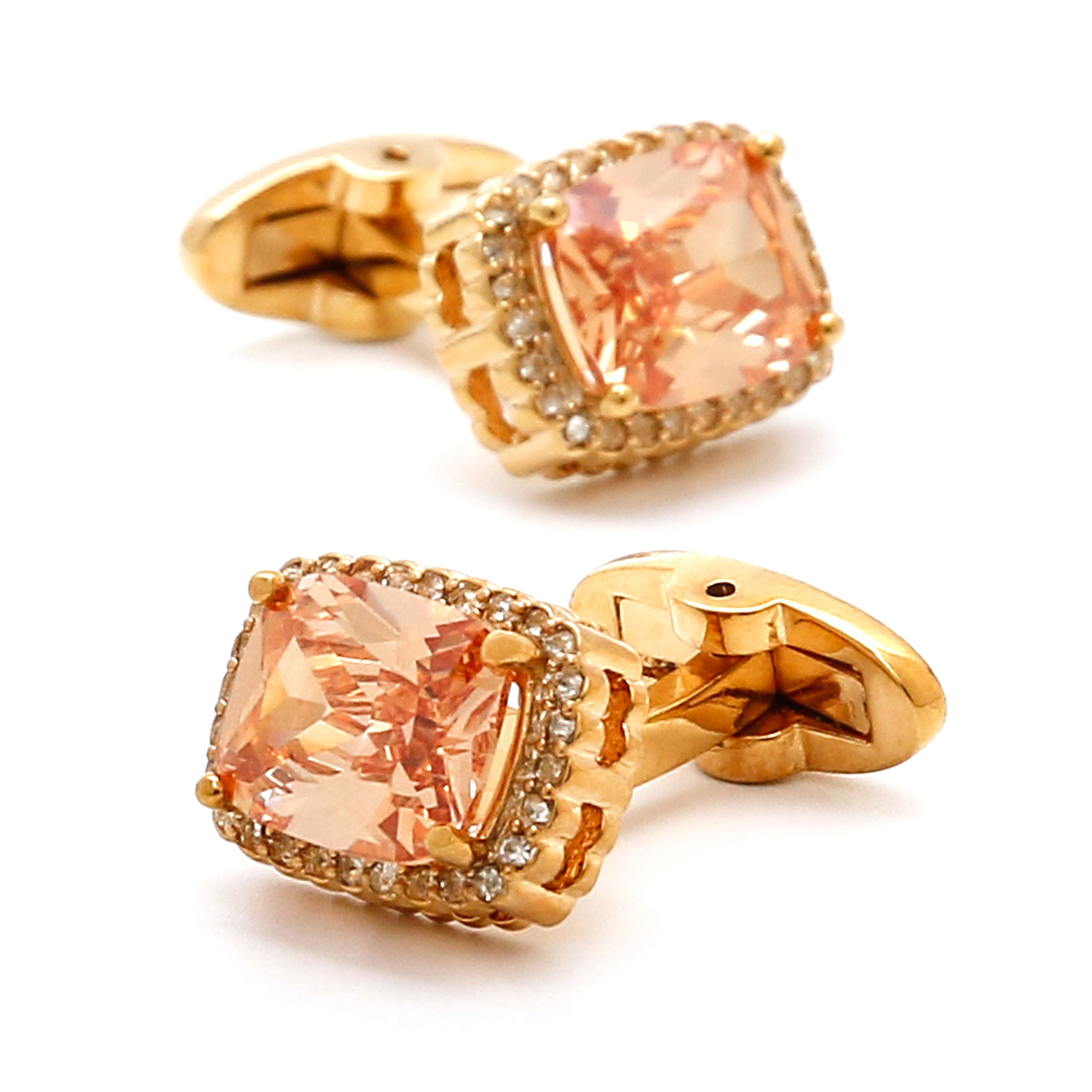 Men's Cufflinks Cross-border Light Luxury French Elegant Orange Zircon Square Shirt Sleeve Nail Jewelry XK23029