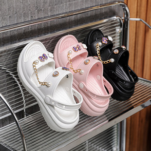 Cross-border foreign trade hot rhinestone sandals and slippers thick-soled ladies new all-match outdoor beach shoes manufacturers on behalf of the hair