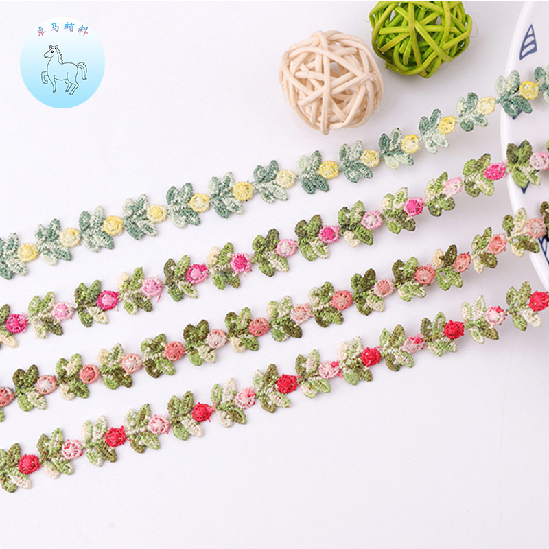 厂家新款电脑绣花小花朵花边条码辅料多色小清新现货刺绣水溶花边