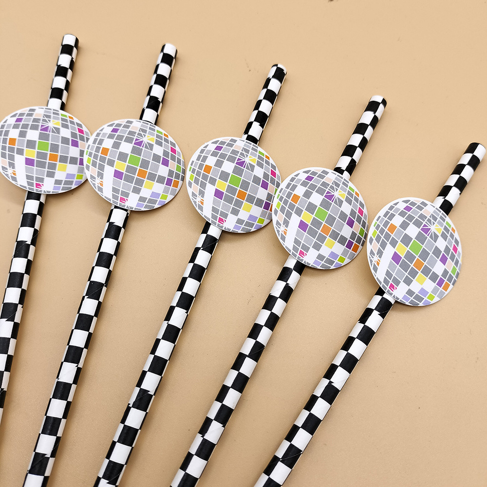 Tarjeta de celebridad en línea paja de papel degradable desechable limón sandía postre leche té fiesta paja decorativa