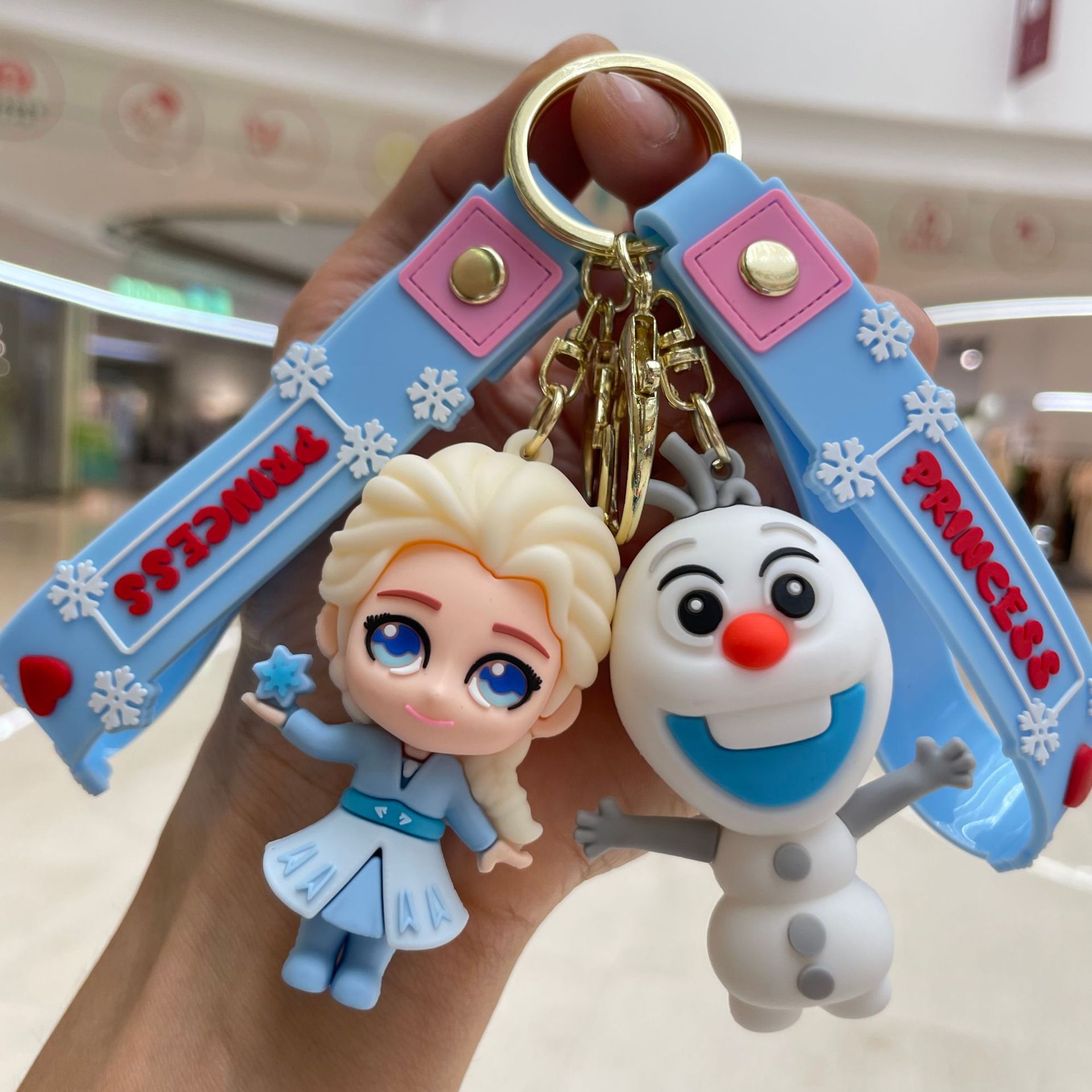 Frozen Keychain Stereo Cartoon Doll Aisha Princess Bag Pendant Car Key Chain Small Gift