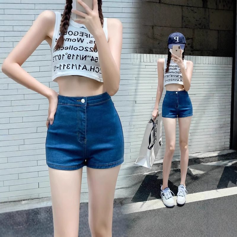American Style Hot Girl Hip Slim Fit Denim Shorts Women's Summer Outer Wear Slim Look Age-Reducing Tight Stretch Hot Pants