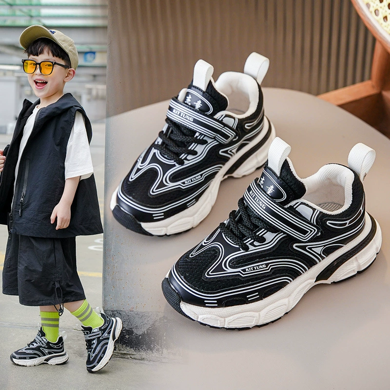 Детские спортивные кроссовки весна-осень 2025, новые, на липучке, дышащая сетка, кроссовки для бега, повседневные, для мальчиков, кроссовки для папы