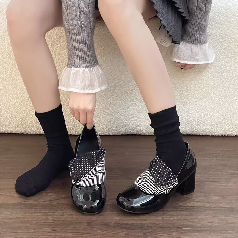 Designer New Arrivals! Retro Flip-Top Polka Dot High Heels for Women, New Spring and Autumn Casual Outdoor Wear, Chunky Heel Shallow Mouth Single Shoes Designer New Arrivals! Retro Flip-Top Polka Dot High Heels for Women, New Spring and Autumn Casual Outdoor Wear, Chunky Heel Shallow Mouth Single Shoes