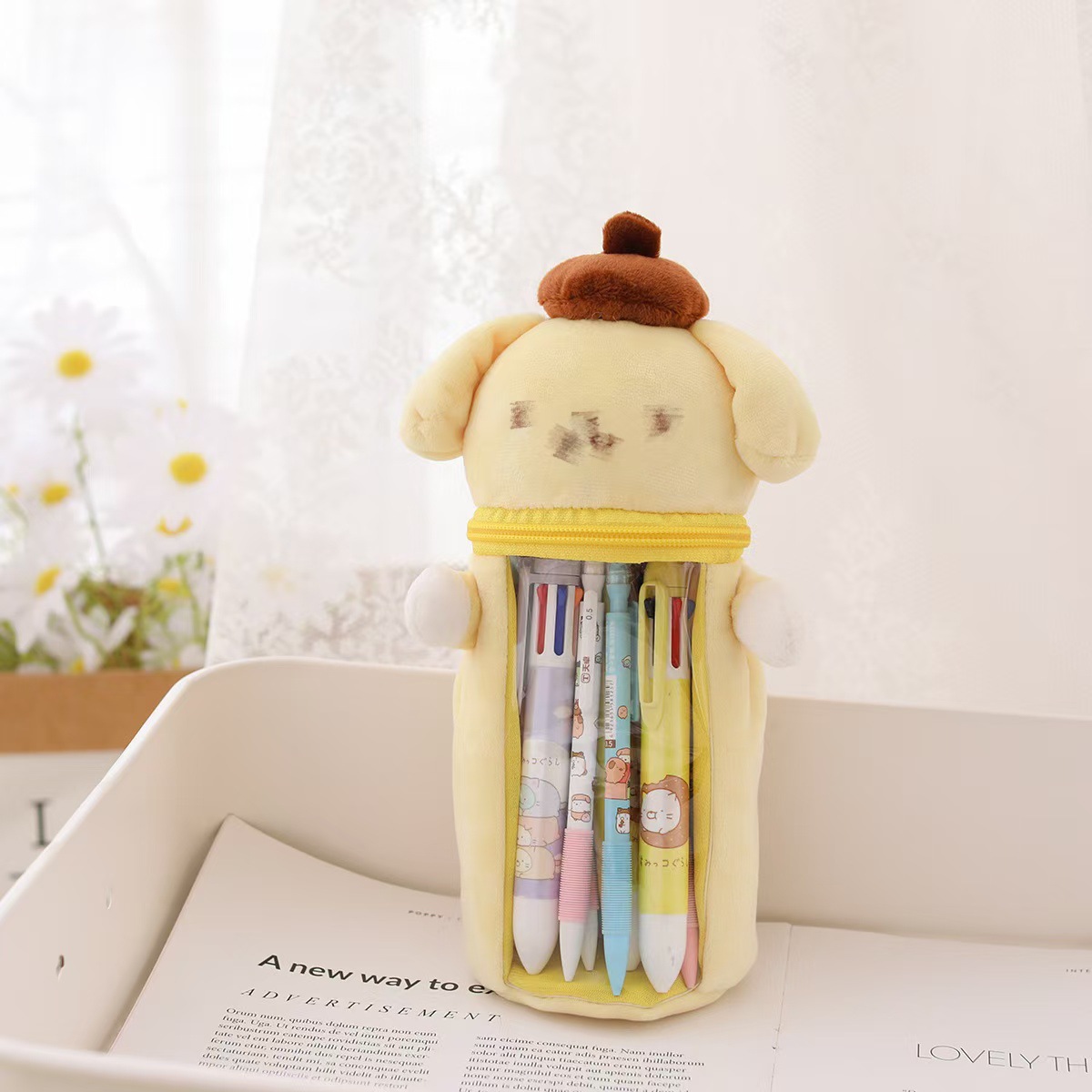 Japonés de dibujos animados lindo estrella Delu coolomi peluche lápiz caso titular la pluma popular chica corazón bolsa almacenamiento transparente regalo