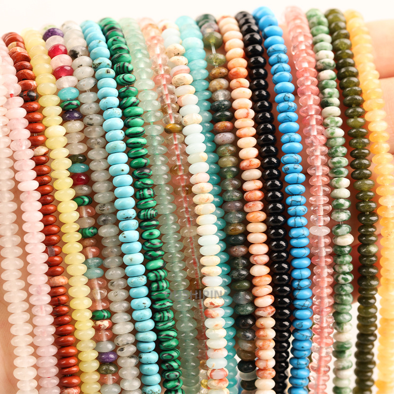 Natural Jade Bead Spacers 2*4mm, Pink Separating Beads for DIY Bracelet and Necklace, Decorative Accessories