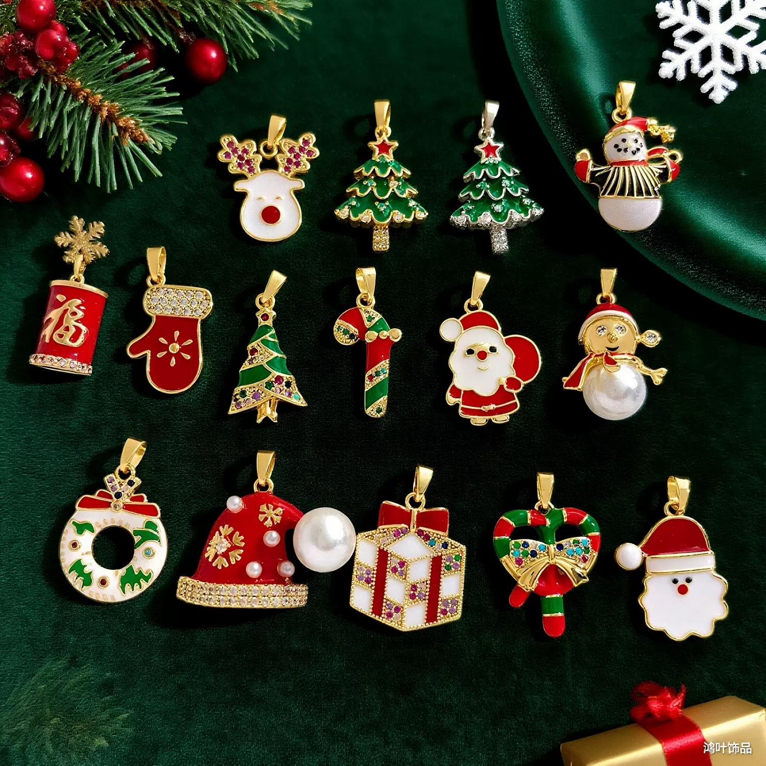 吊坠圣诞老人项链配件男女欧美跨境圣诞节新款百搭氛围感小众配饰