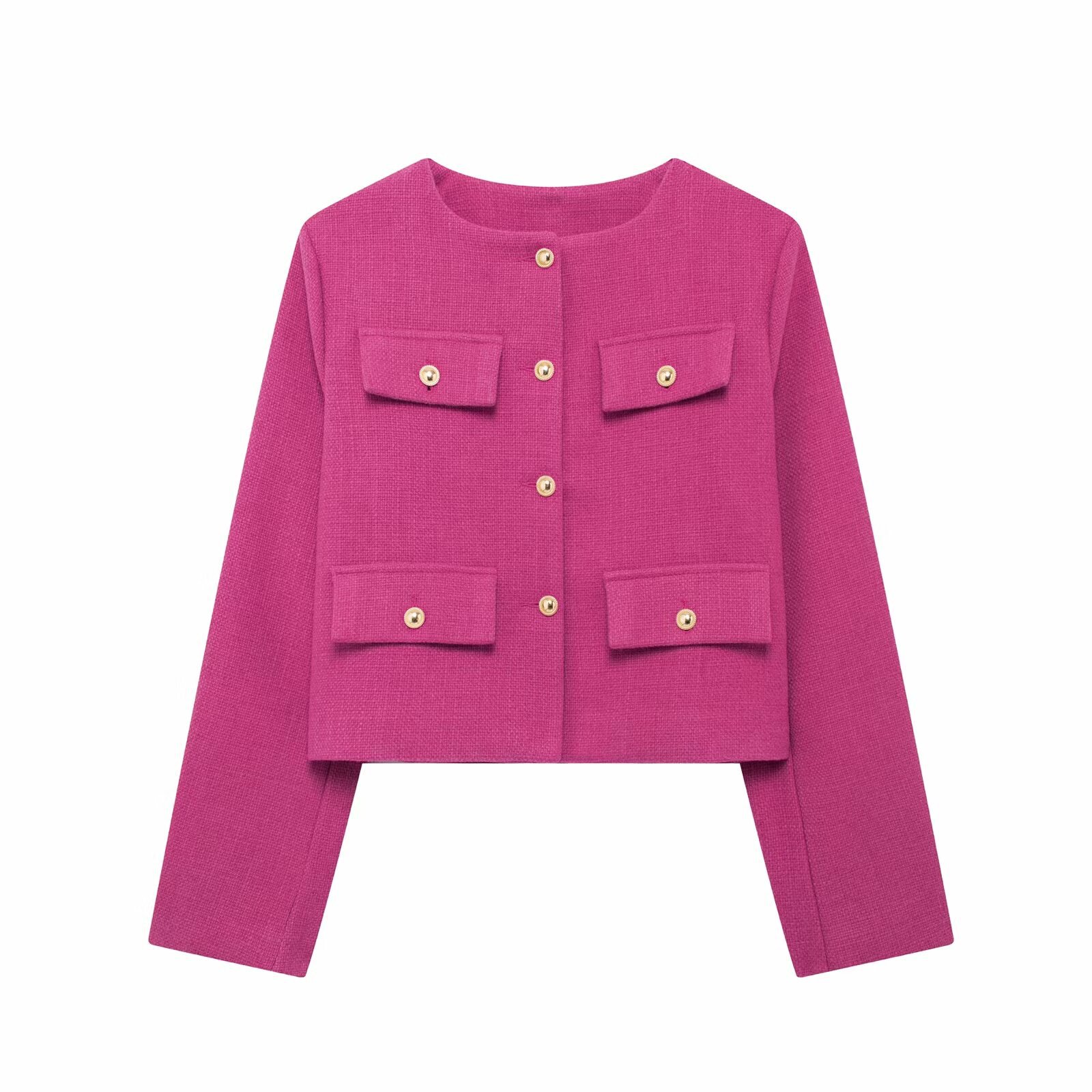 420g Weight Casual Jacket Outerwear Type Long Sleeve Sleeve Length Single Breasted Placket Type Regular Sleeve Sleeve Type Polyester Fabric Type Short Top Length Coat Tops Type Casual, Daily Occasion Round Neck Neckline Regular Fit Fit Type Solid Color Pattern Spring, Autumn Season Women's Gender Pocket Design Elegant, Streetwear Style Women's Elegant Streetwear Solid Color Pocket Single Breasted Coat Casual Jacket 13
