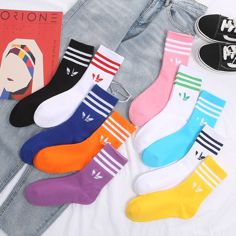 Klein Blue Ad Clover Unisex Korean Style Cotton Long Socks Solid Color High Tube Sports Socks Ins Trendy Socks
