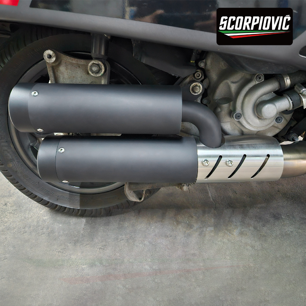 Vespa GTS300 mid-tail double-outlet exhaust pipe is suitable for 08-20 years of original car positioning opening straight up