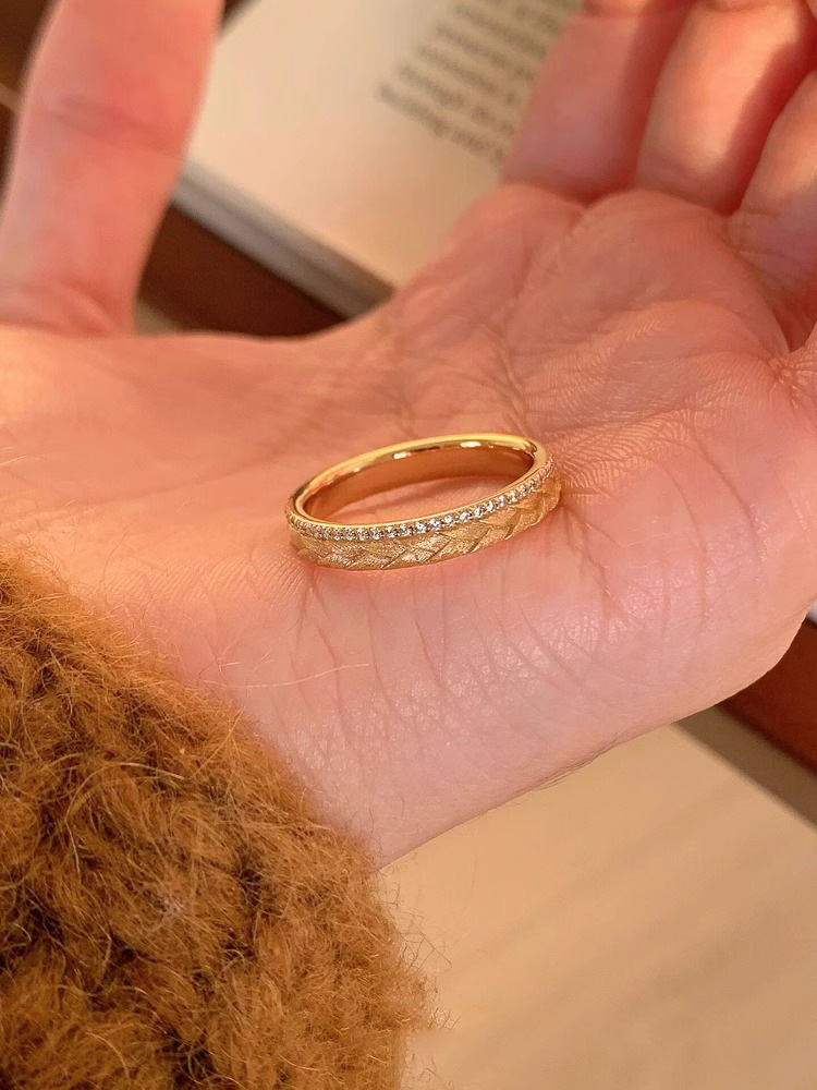 Vintage Gold Brushed Wheat Ear Leaf Ring In Sterling Silver 925_voghion.com