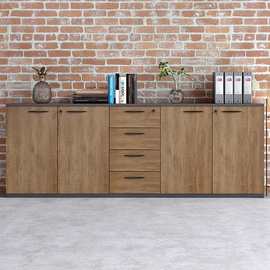 办公室文件柜矮柜木质储物柜资料柜打印机柜收纳柜落地茶水柜带锁