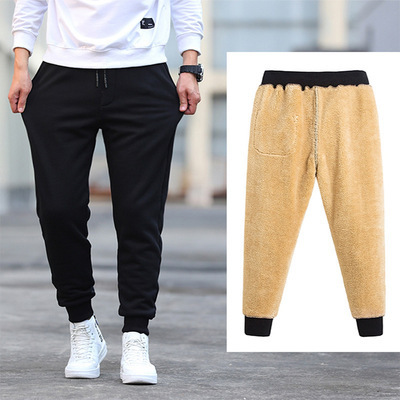 Milk Silk Cashmere Pants Men's Autumn and Winter Pure Color Loose Casual Pants Large Size Sports Pants Spring & Fall Warm