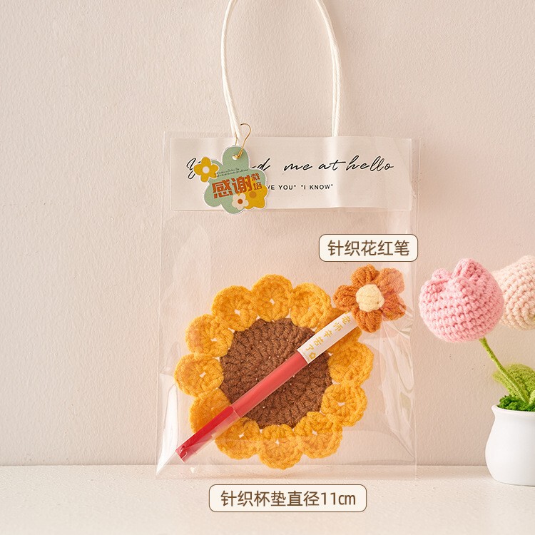 伴手礼实用小礼品送幼儿园老师实用红笔花束手工成品针织隔热杯垫|undefined