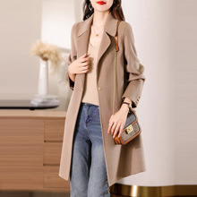 双面呢新款羊毛大衣女士长款高端优雅职场气质西装领个性毛呢外套