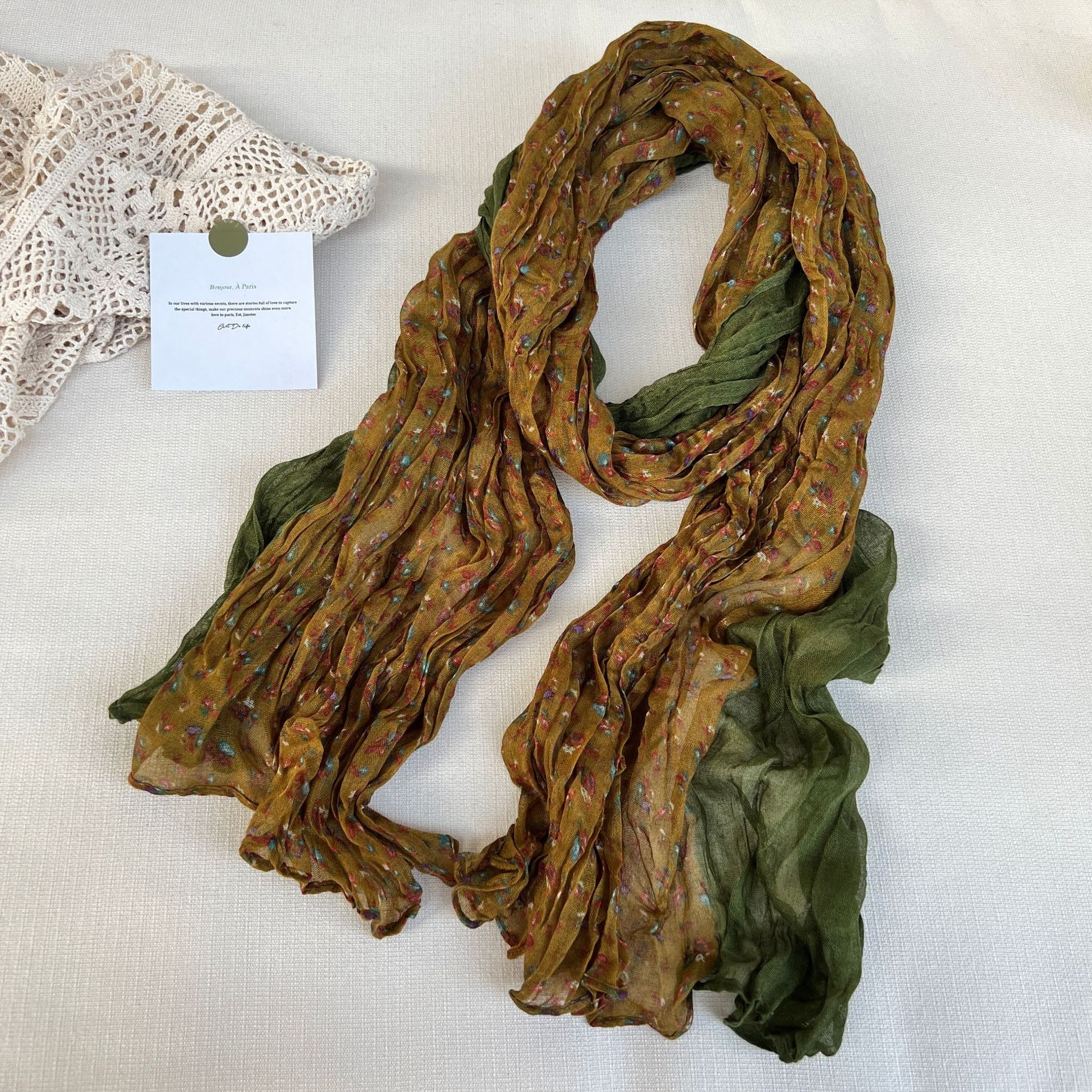 Printing Design Casual Style Women's Casual Flower Cotton And Linen Printing Scarf