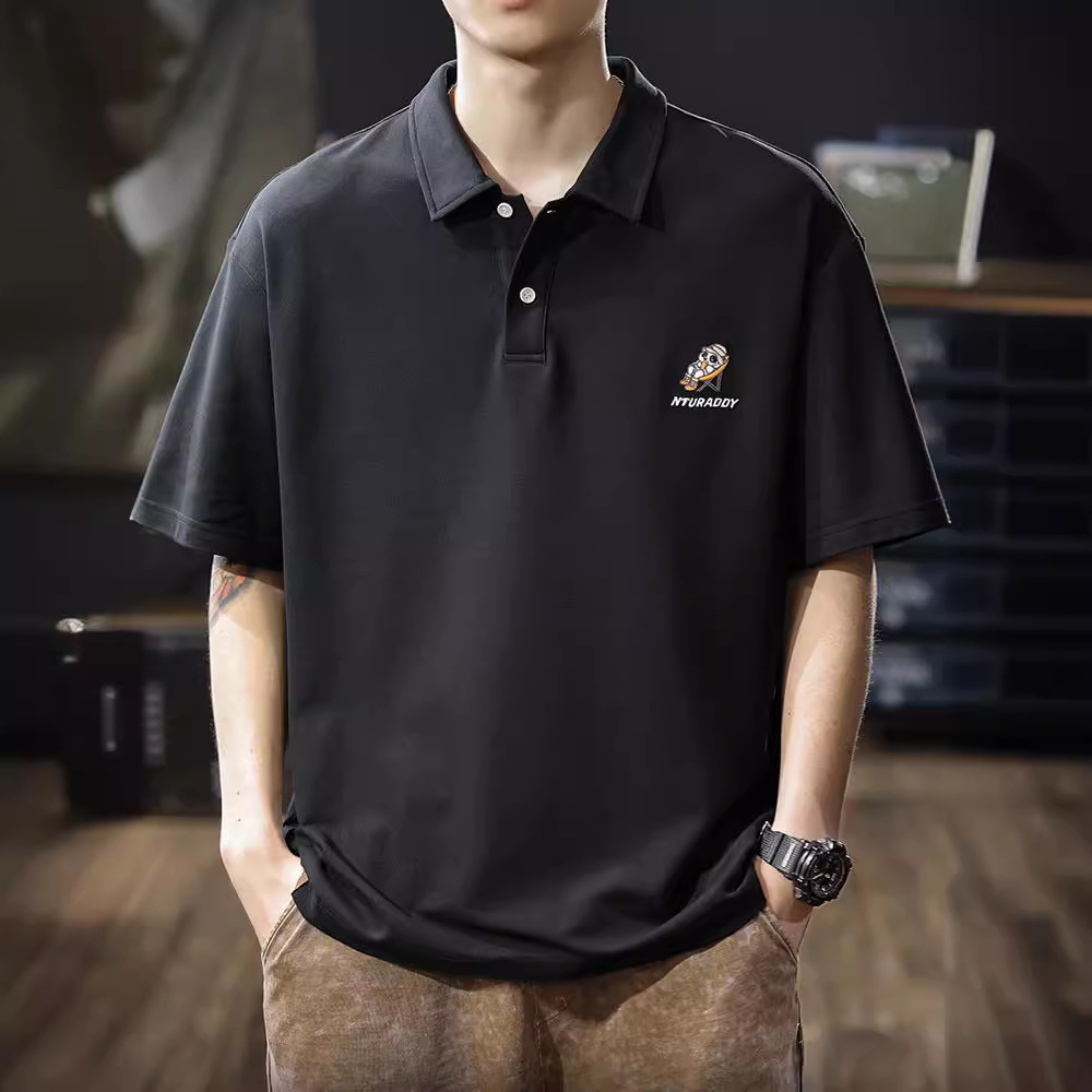 American Style Retro Heavy Lar Short-sleeved Polo Shirt Men's Summer Trendy Brand Loose Casual Men's Half-sleeved Paul T-shirt