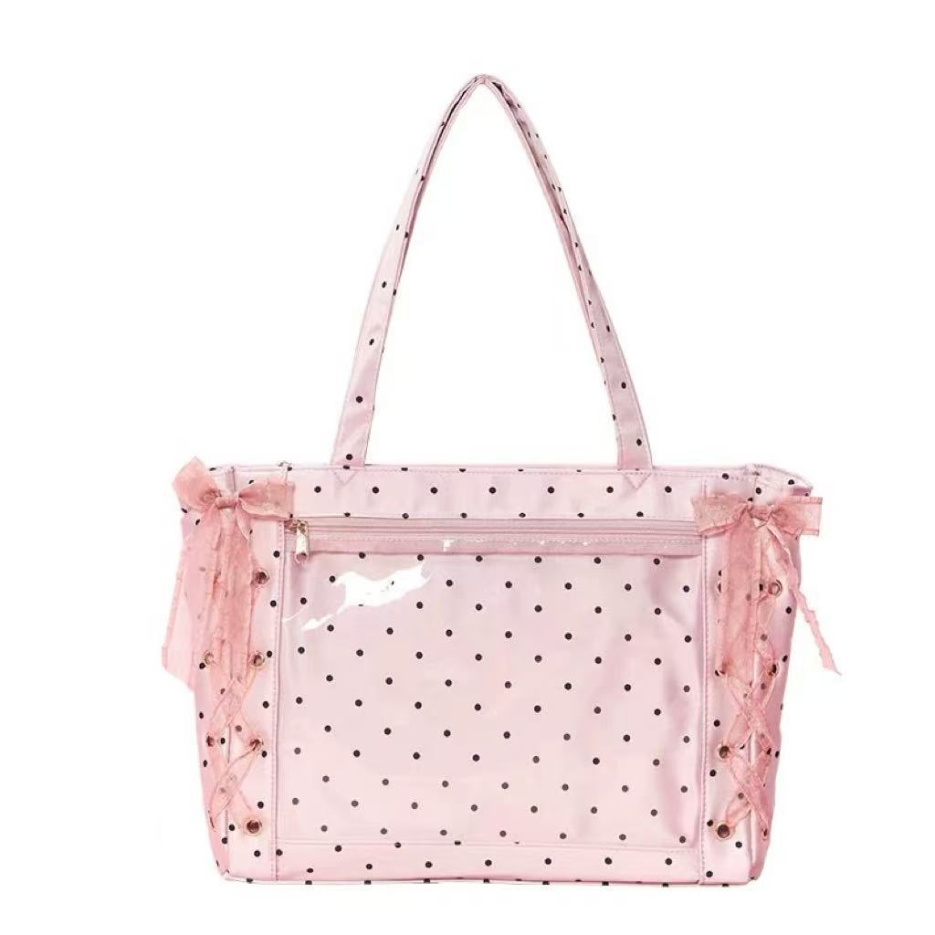 Borsa a tracolla in raso a pois da donna borsa versatile spalla_voghion.com