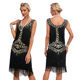 European and American 1920 vintage Gatsby ball gown dance skirt round neck sequined beaded embroidered tassel vest plus size dress