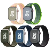 Плетёный нейлоновый браслет для часов (совместим с Apple, Nike), дышащий, размеры 20/22 мм для 38–49 мм